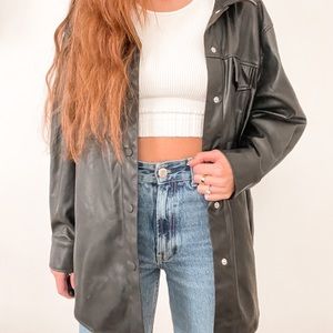 Oversized leather jacket